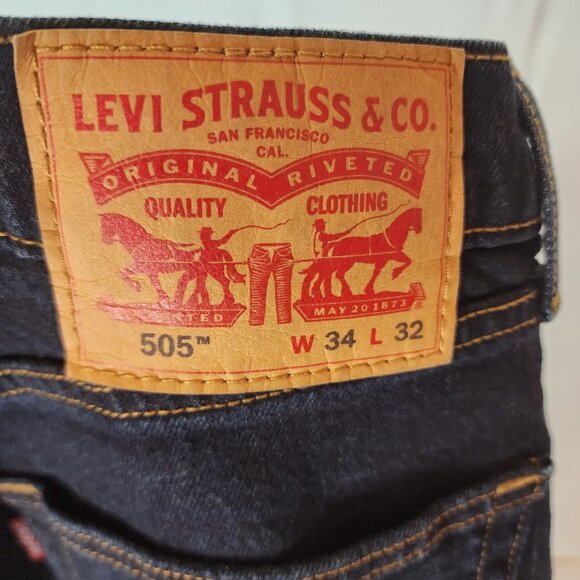 Levi’s 505 – Classic Straight Dark Denim Men's Jeans - Picture 5 of 14